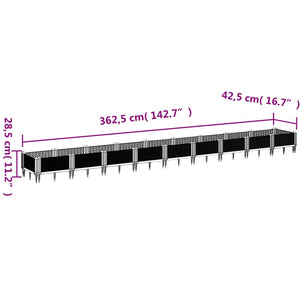 Ζαρντινιέρα με Πασσάλους Γκρι 123,5x43,5x43,5εκ. Πολυπροπυλένιο