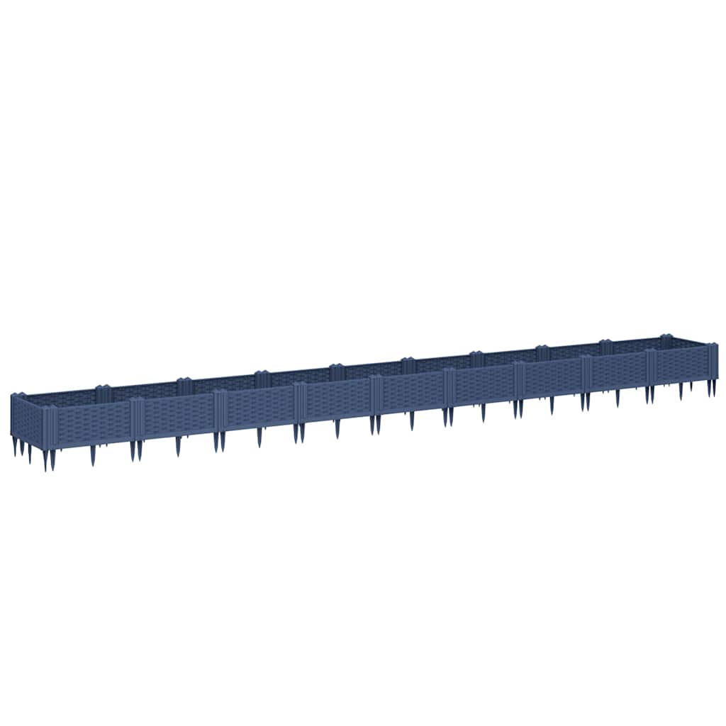 Ζαρντινιέρα με Πασσάλους Μπλε Γκρι 362,5x42,5x28,5εκ. Πολυπροπυλένιο