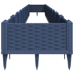 Ζαρντινιέρα με Πασσάλους Μπλε Γκρι 362,5x42,5x28,5εκ. Πολυπροπυλένιο