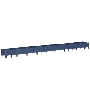Ζαρντινιέρα με Πασσάλους Μπλε Γκρι 362,5x42,5x28,5εκ. Πολυπροπυλένιο