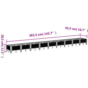 Ζαρντινιέρα με Πασσάλους Μπλε Γκρι 362,5x42,5x28,5εκ. Πολυπροπυλένιο