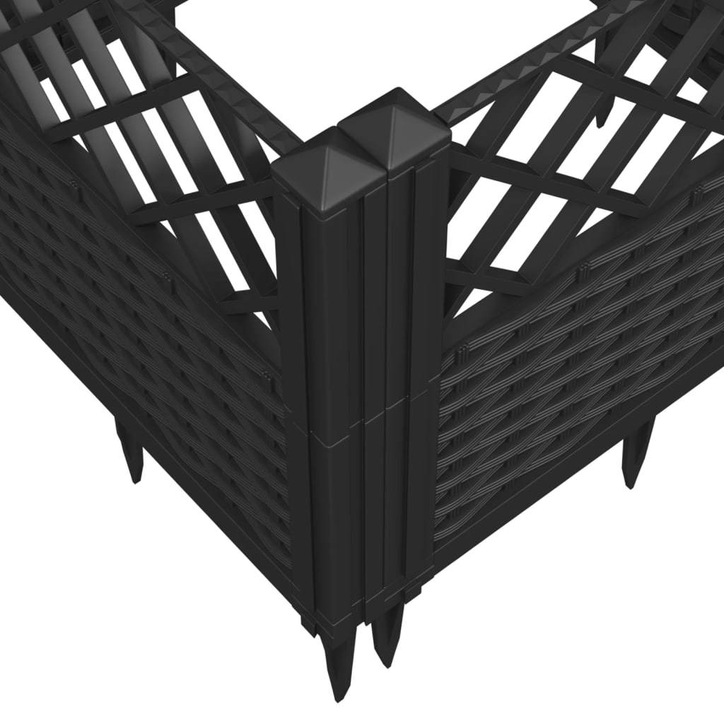 Ζαρντινιέρα με Πασσάλους Μαύρη 363,5x43,5x43,5εκ Πολυπροπυλένιο
