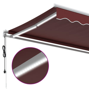 Τέντα Πτυσσόμενη Αυτόματη με LED Μπορντό 450x350 εκ. - Pakobazaar