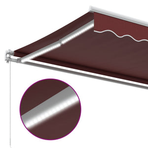 Τέντα Πτυσσόμενη Χειροκίνητη με LED Μπορντό 600x350 εκ. - Pakobazaar