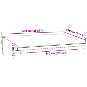 Τέντα Πτυσσόμενη Αυτόματη με LED Μπορντό 600x350 εκ.