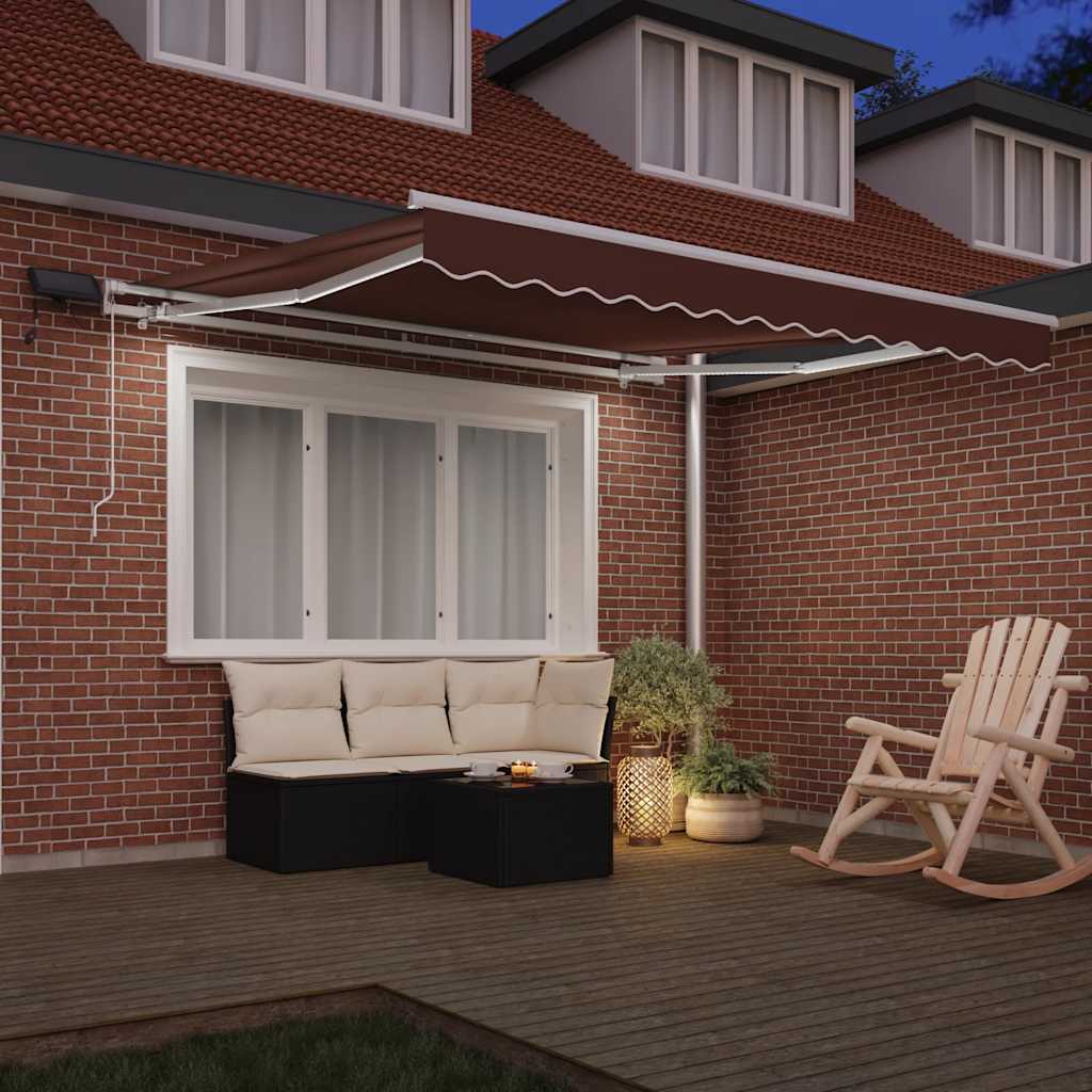 Τέντα Πτυσσόμενη Χειροκίνητη με LED Καφέ 300x250 εκ.