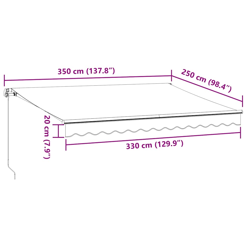 Τέντα Πτυσσόμενη Χειροκίνητη με LED Καφέ 350x250 εκ. - Pakobazaar
