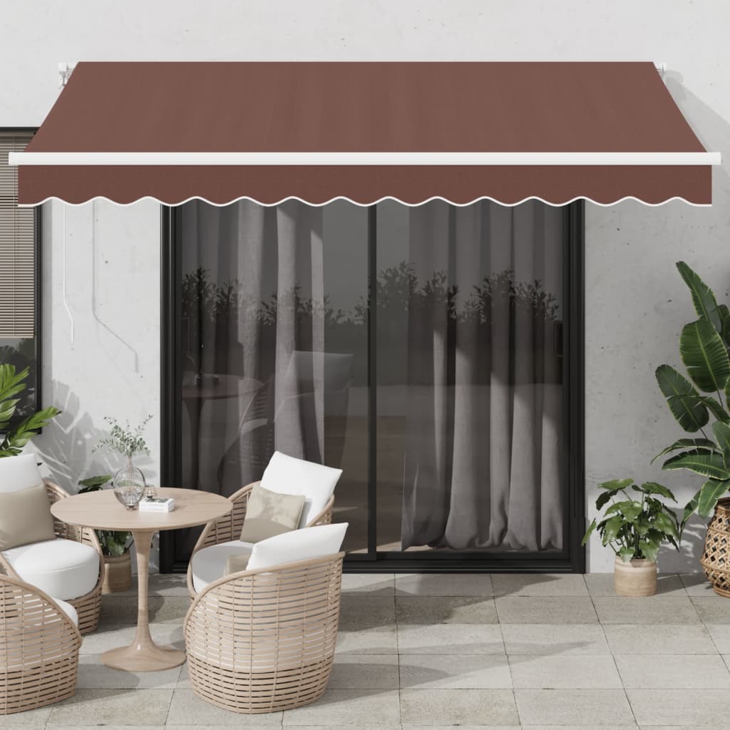 Τέντα Πτυσσόμενη Αυτόματη με LED Καφέ 350x250 εκ. - Pakobazaar