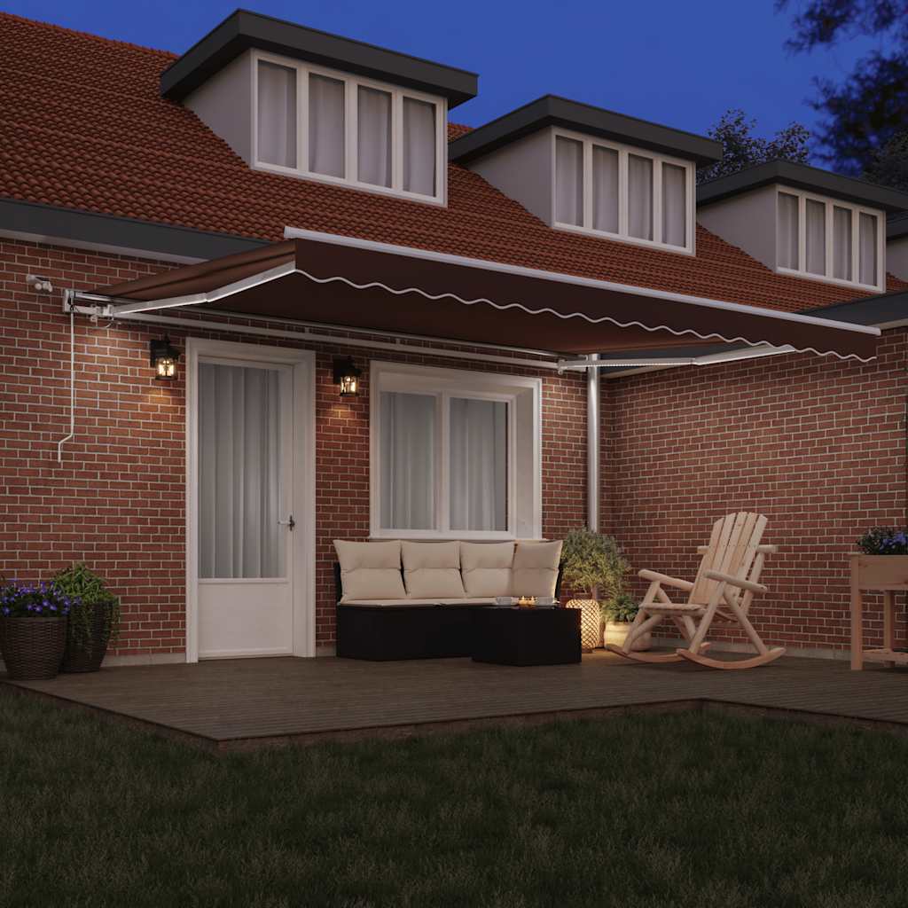 Τέντα Πτυσσόμενη Αυτόματη με LED Καφέ 450x300 εκ. - Pakobazaar