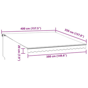 Τέντα Πτυσσόμενη Χειροκίνητη Καφέ 400x350 εκ. - Pakobazaar