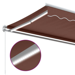 Τέντα Πτυσσόμενη Χειροκίνητη με LED Καφέ 450x350 εκ. - Pakobazaar