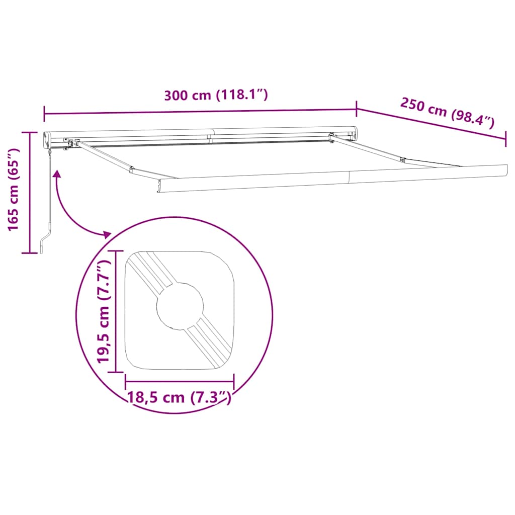 Τέντα Πτυσσόμενη Χειροκίνητη Καφέ 300x250 εκ.