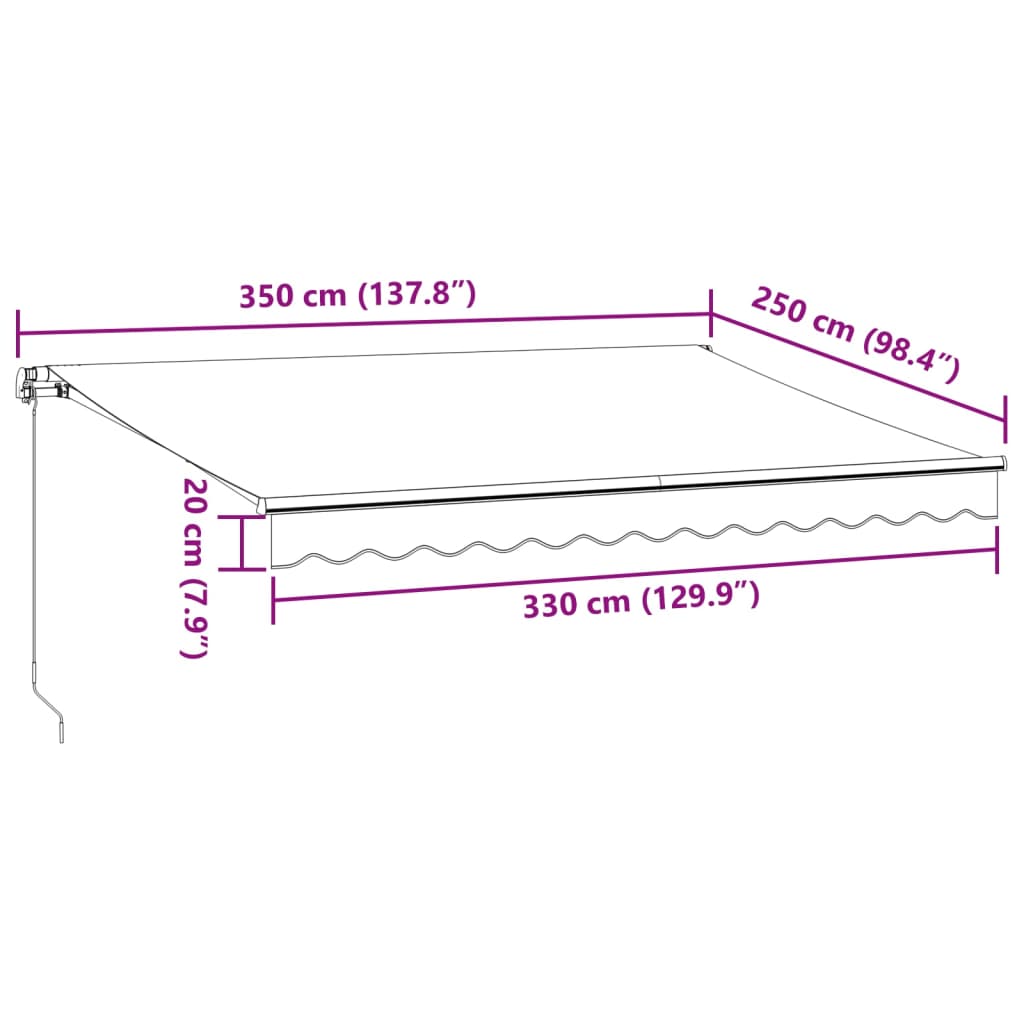 Τέντα Πτυσσόμενη Χειροκίνητη με LED Καφέ 350x250 εκ.