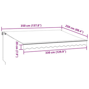 Τέντα Πτυσσόμενη Χειροκίνητη με LED Καφέ 350x250 εκ.