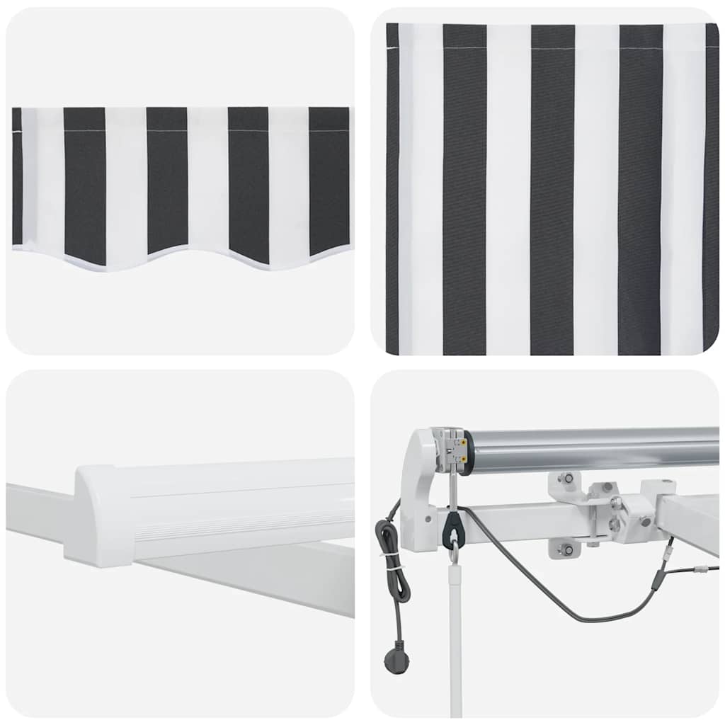 Τέντα Πτυσσόμενη Αυτόματη με LED Ανθρακί / Λευκή 300 x 250 εκ. - Pakobazaar