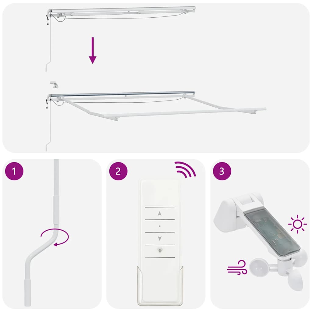 Τέντα Πτυσσόμενη Αυτόματη με LED Ανθρακί / Λευκή 300 x 250 εκ. - Pakobazaar