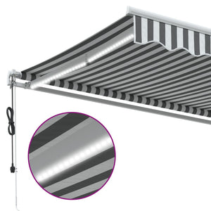 Τέντα Πτυσσόμενη Αυτόματη με LED Ανθρακί / Λευκή 350x250 εκ. - Pakobazaar