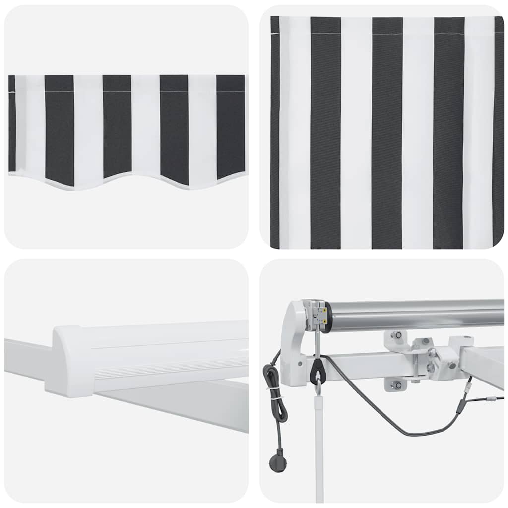 Τέντα Πτυσσόμενη Αυτόματη με LED Ανθρακί / Λευκή 400x300 εκ. - Pakobazaar