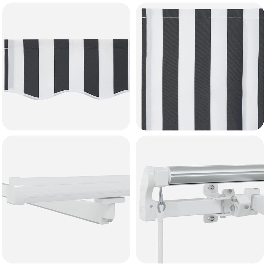 Τέντα Πτυσσόμενη Χειροκίνητη με LED Ανθρακί / Λευκή 450x300 εκ. - Pakobazaar