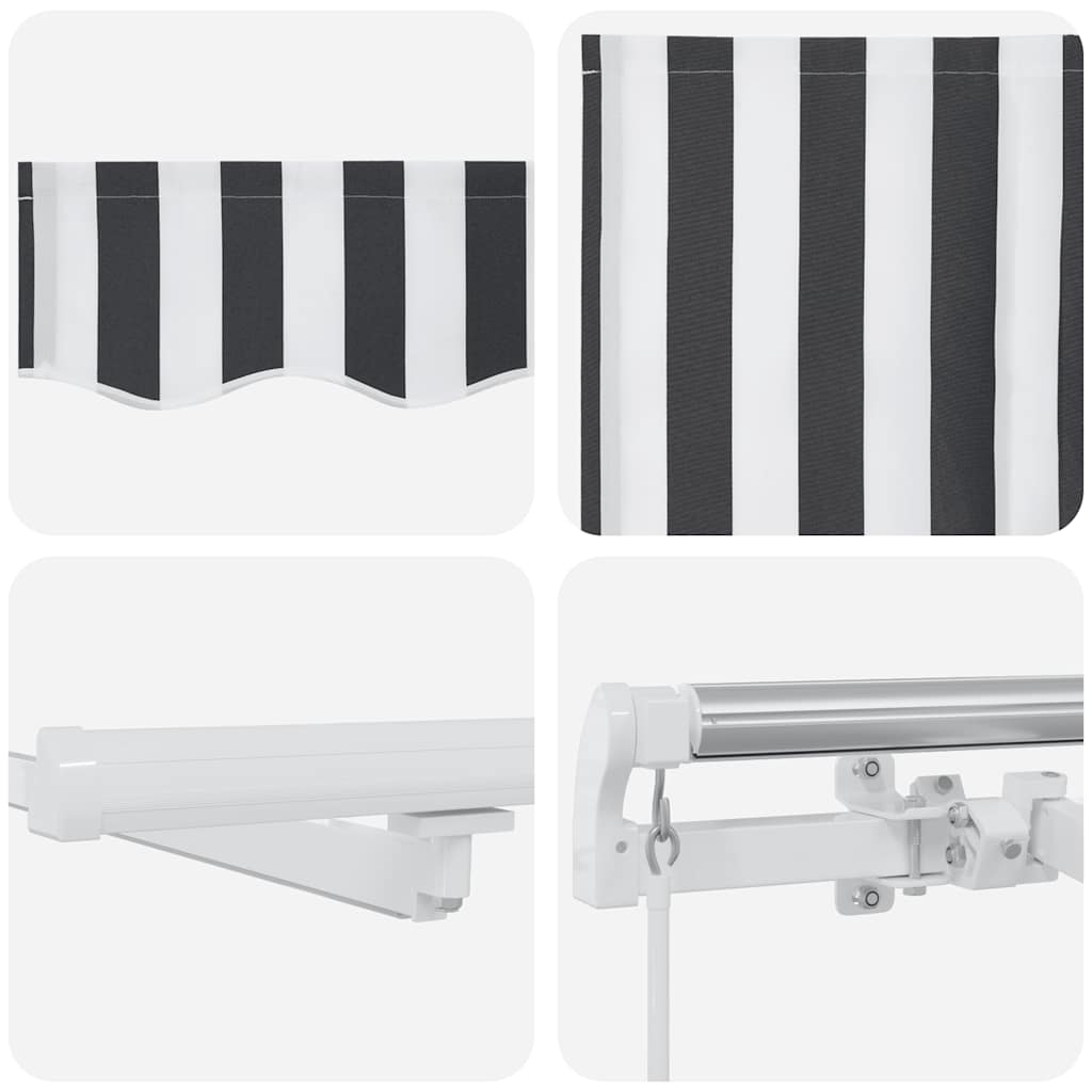 Τέντα Πτυσσόμενη Χειροκίνητη με LED Ανθρακί / Λευκή 500x300 εκ.