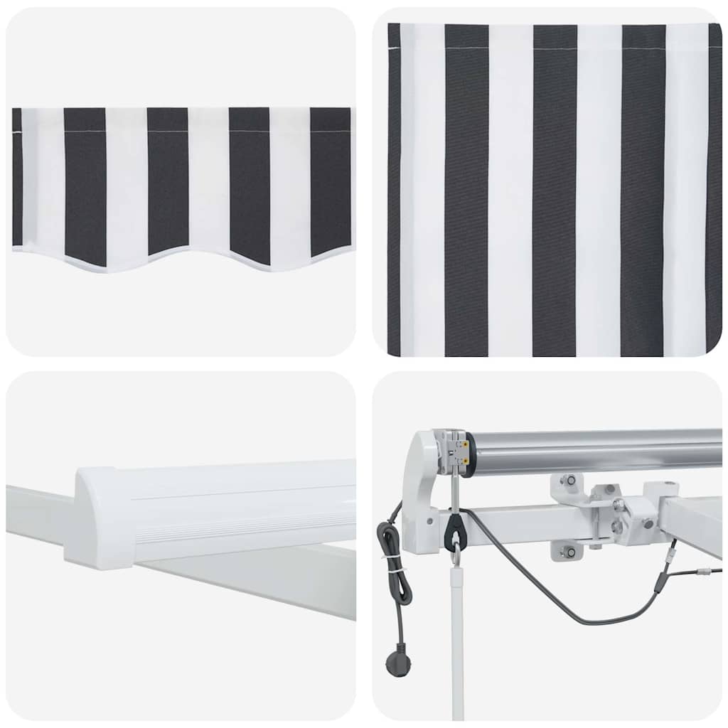 Τέντα Πτυσσόμενη Αυτόματη με LED Ανθρακί / Λευκή 500x300 εκ. - Pakobazaar