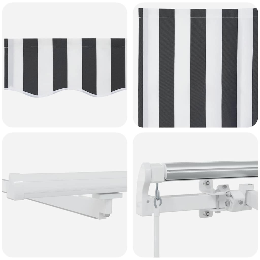 Τέντα Πτυσσόμενη Χειροκίνητη με LED Ανθρακί / Λευκή 600x300 εκ. - Pakobazaar