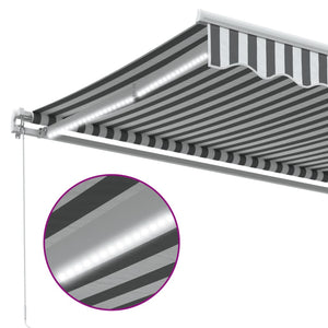 Τέντα Πτυσσόμενη Χειροκίνητη με LED Ανθρακί / Λευκή 450x350 εκ. - Pakobazaar