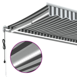 Τέντα Πτυσσόμενη Αυτόματη με LED Ανθρακί / Λευκή 450x350 εκ. - Pakobazaar