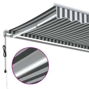 Τέντα Πτυσσόμενη Αυτόματη με LED Ανθρακί / Λευκή 600x350 εκ.