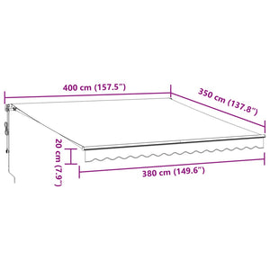 Τέντα Πτυσσόμενη Αυτόματη Ανθρακί / Λευκή 400x350 εκ.