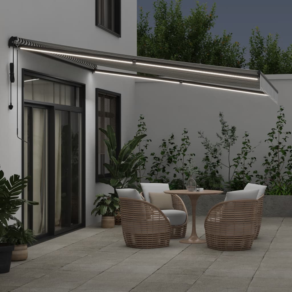Τέντα Πτυσσόμενη Αυτόματη με LED Ανθρακί / Λευκή 400x350 εκ.