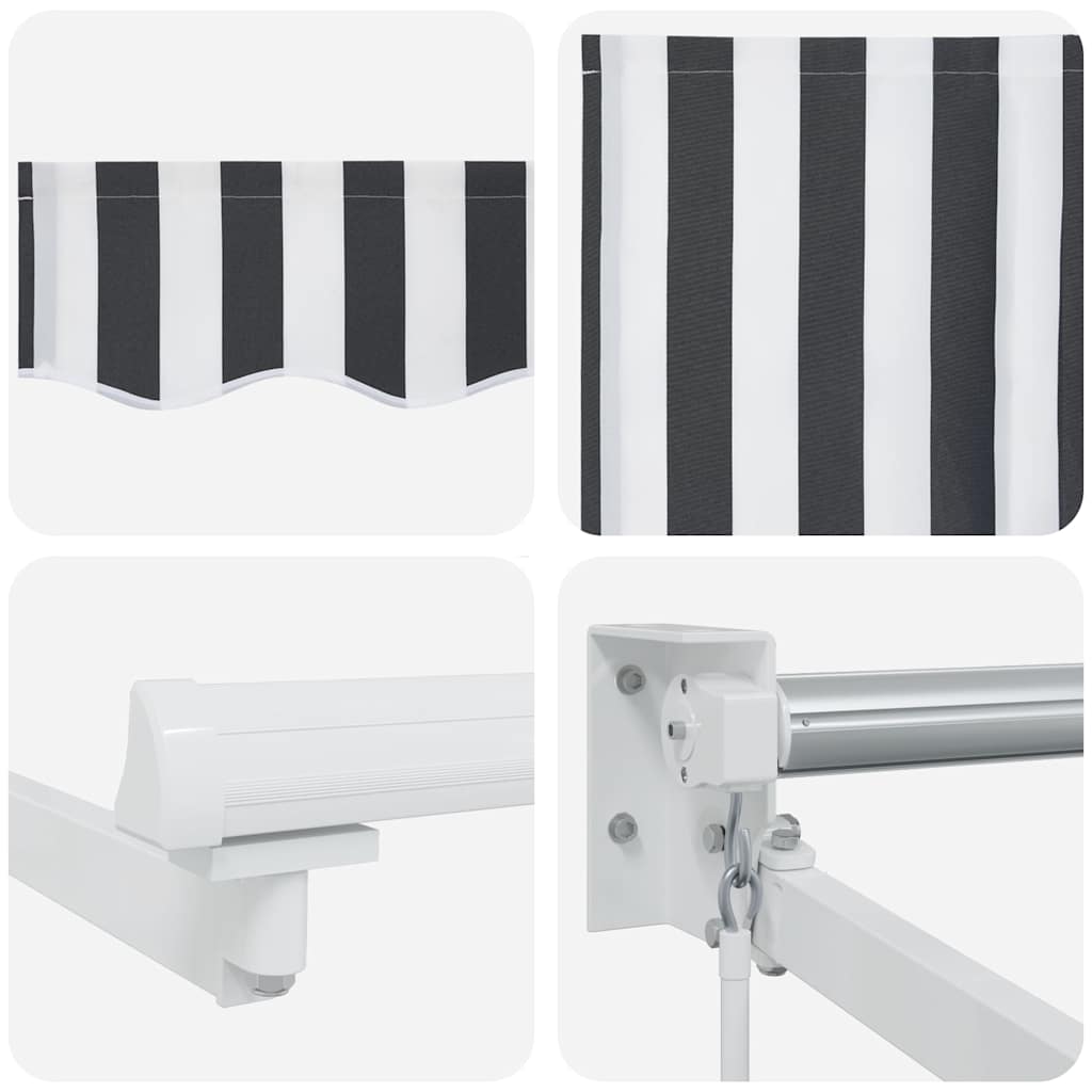 Τέντα Πτυσσόμενη Ανθρακί και Λευκή 5x3 μ. Ύφασμα και Αλουμίνιο - Pakobazaar