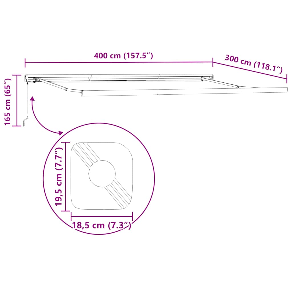 Τέντα Πτυσσόμενη Ανθρακί και Λευκή 4x3 μ. Ύφασμα και Αλουμίνιο