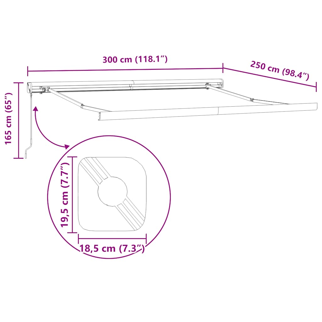 Τέντα Πτυσσόμενη Ανθρακί / Λευκή 3 x 2,5 μ. Ύφασμα / Αλουμίνιο