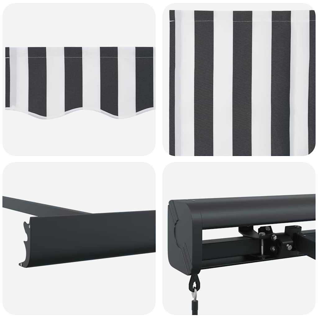 Τέντα Πτυσσόμενη Ανθρακί και Λευκή 5x3 μ. Ύφασμα και Αλουμίνιο