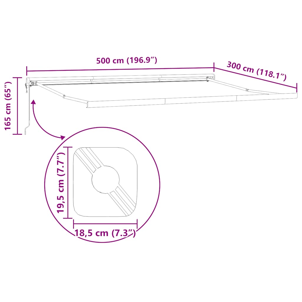 Τέντα Πτυσσόμενη Ανθρακί και Λευκή 5x3 μ. Ύφασμα και Αλουμίνιο