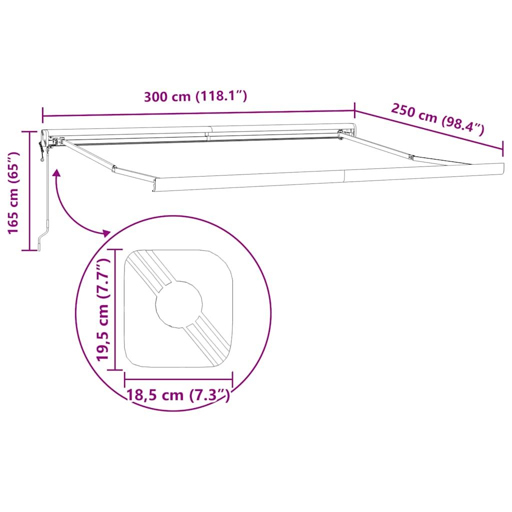 Τέντα Πτυσσόμενη Ανθρακί / Λευκή 3 x 2,5 μ. Ύφασμα / Αλουμίνιο