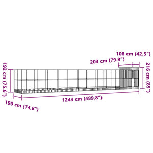 Κλουβί με Επέκταση Ασημένιο 1244x203x216 εκ. Ατσάλινο - Pakobazaar