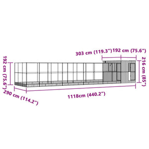 Κλουβί με Επέκταση Ασημένιο 1118x303x216 εκ. Ατσάλινο
