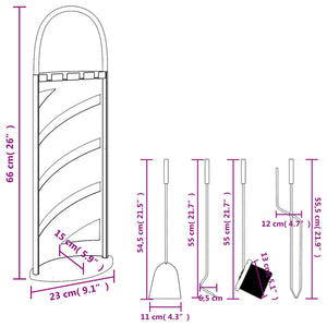 Σετ Εργαλείων Τζακιού 5 Τεμαχίων 23x15x66 εκ. Ατσάλινο - PAKOBAZAAR