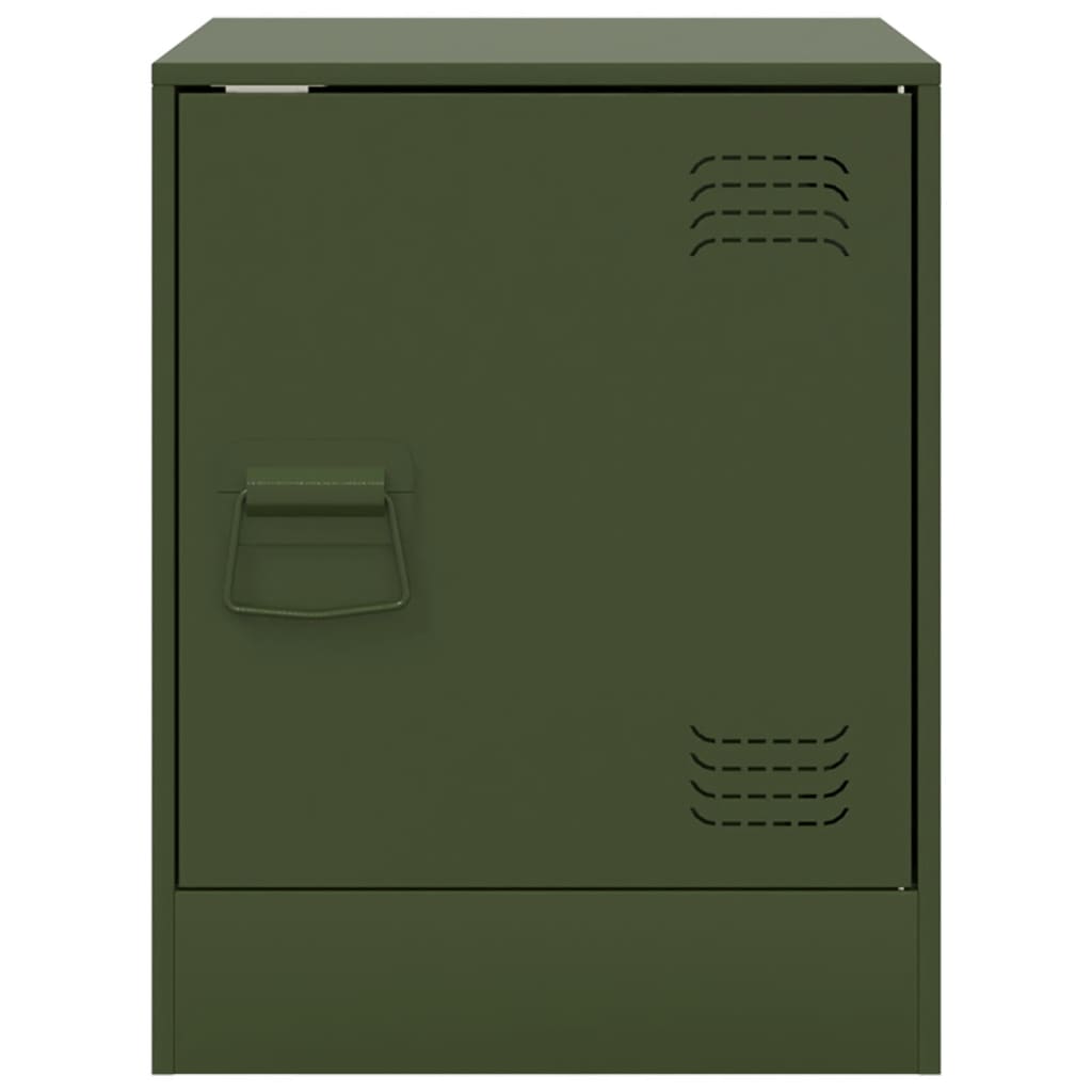 Κομοδίνο Πράσινο Λαδί 34,5x39x44 εκ. από Χάλυβα