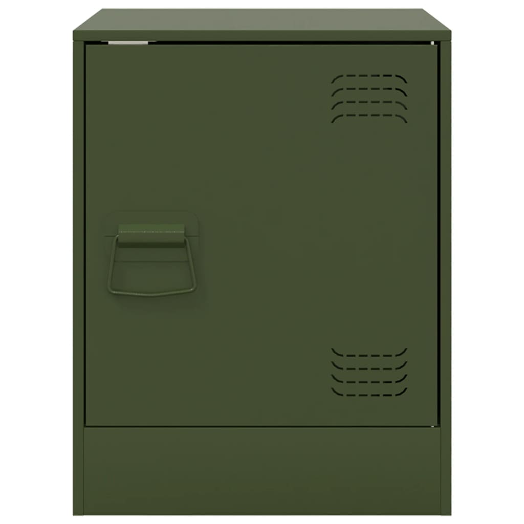 Κομοδίνα 2 τεμ. Πράσινο Λαδί 34,5x39x44 εκ. από Χάλυβα