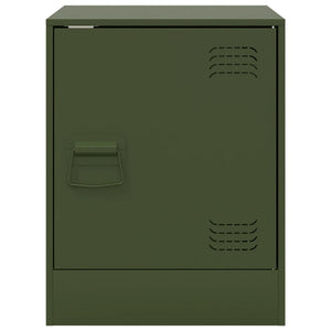 Κομοδίνα 2 τεμ. Πράσινο Λαδί 34,5x39x44 εκ. από Χάλυβα