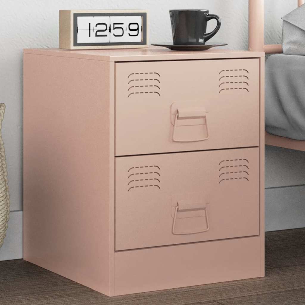 Κομοδίνο Ροζ 34,5 x 39 x 44 εκ. από Χάλυβα