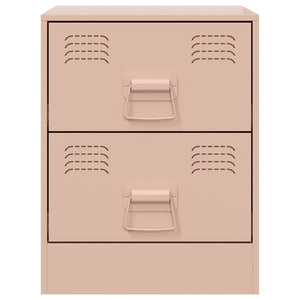 Κομοδίνα 2 τεμ. Ροζ 34,5 x 39 x 44 εκ. από Χάλυβα
