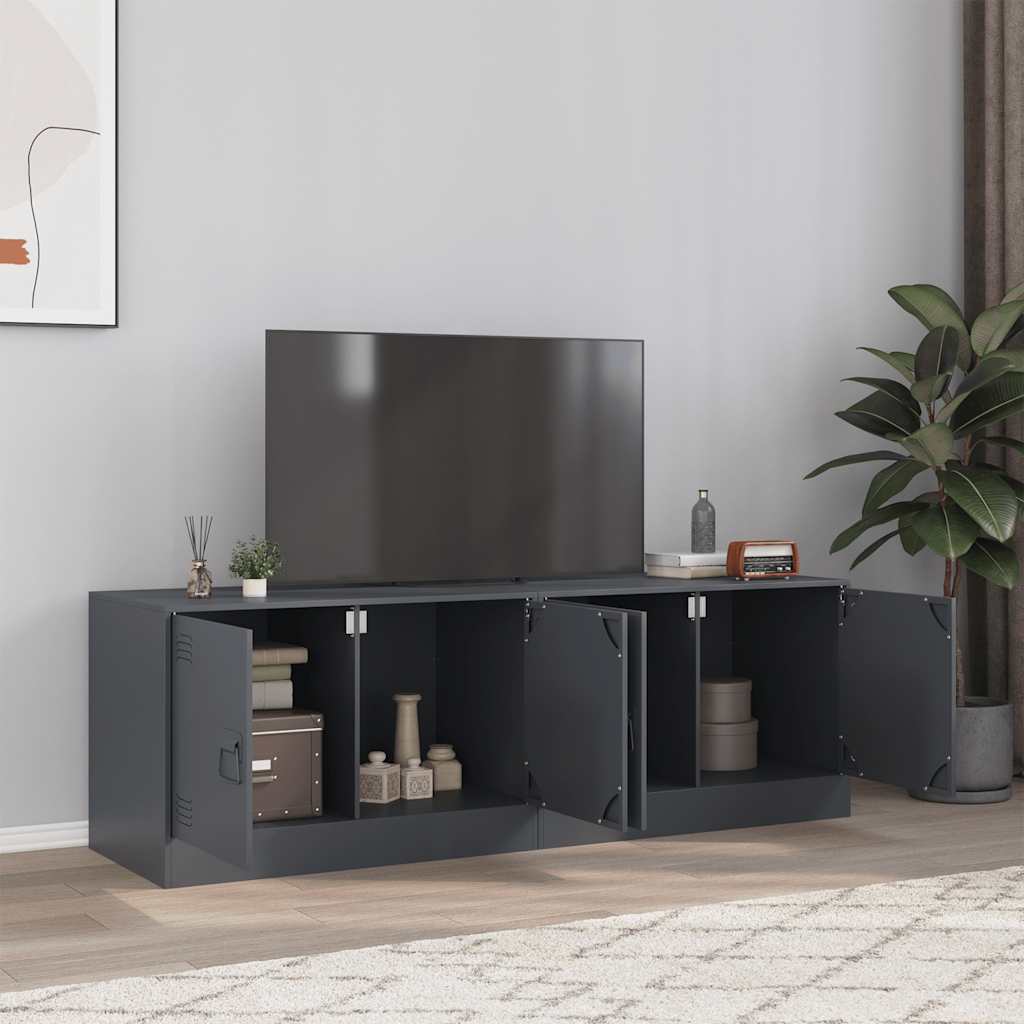 Έπιπλα Τηλεόρασης 2 τεμ. Ανθρακί 67 x 39 x 44 εκ. από Χάλυβα