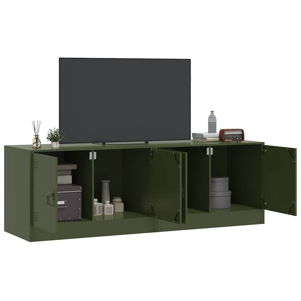 Έπιπλα Τηλεόρασης 2 τεμ. Πράσινο Λαδί 67x39x44 εκ. από Χάλυβα