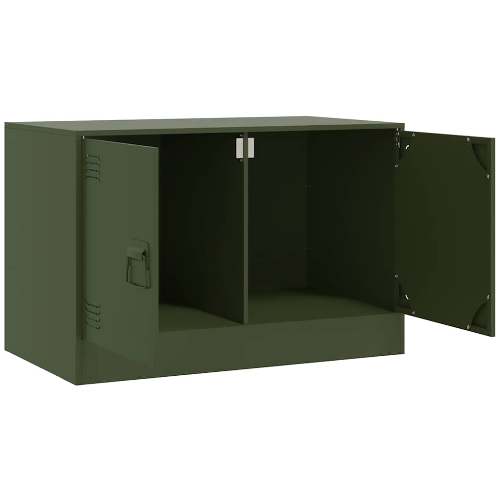 Έπιπλα Τηλεόρασης 2 τεμ. Πράσινο Λαδί 67x39x44 εκ. από Χάλυβα