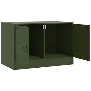 Έπιπλα Τηλεόρασης 2 τεμ. Πράσινο Λαδί 67x39x44 εκ. από Χάλυβα