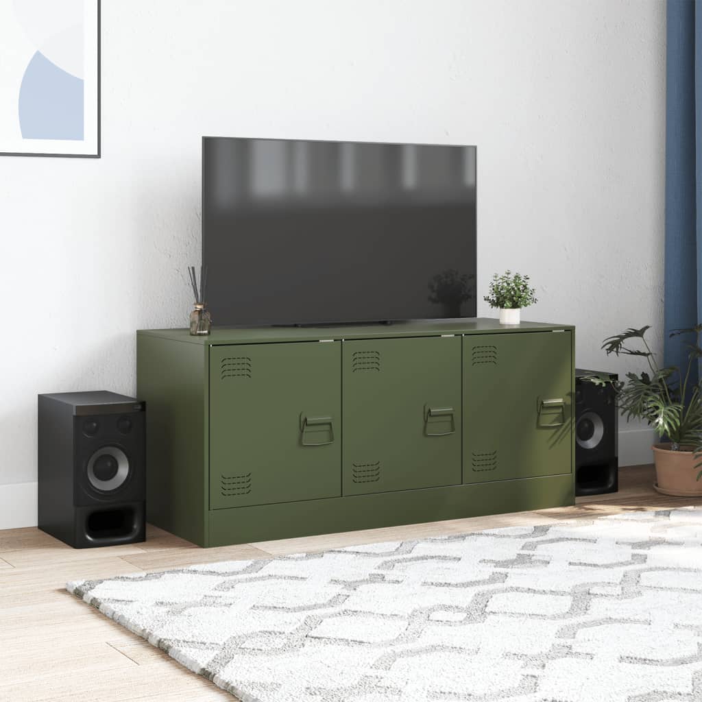 Έπιπλο Τηλεόρασης Πράσινο Λαδί 99x39x44 εκ. από Ατσάλι